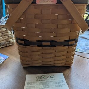 Longaberger Woven Basket with Tan and Black Accents